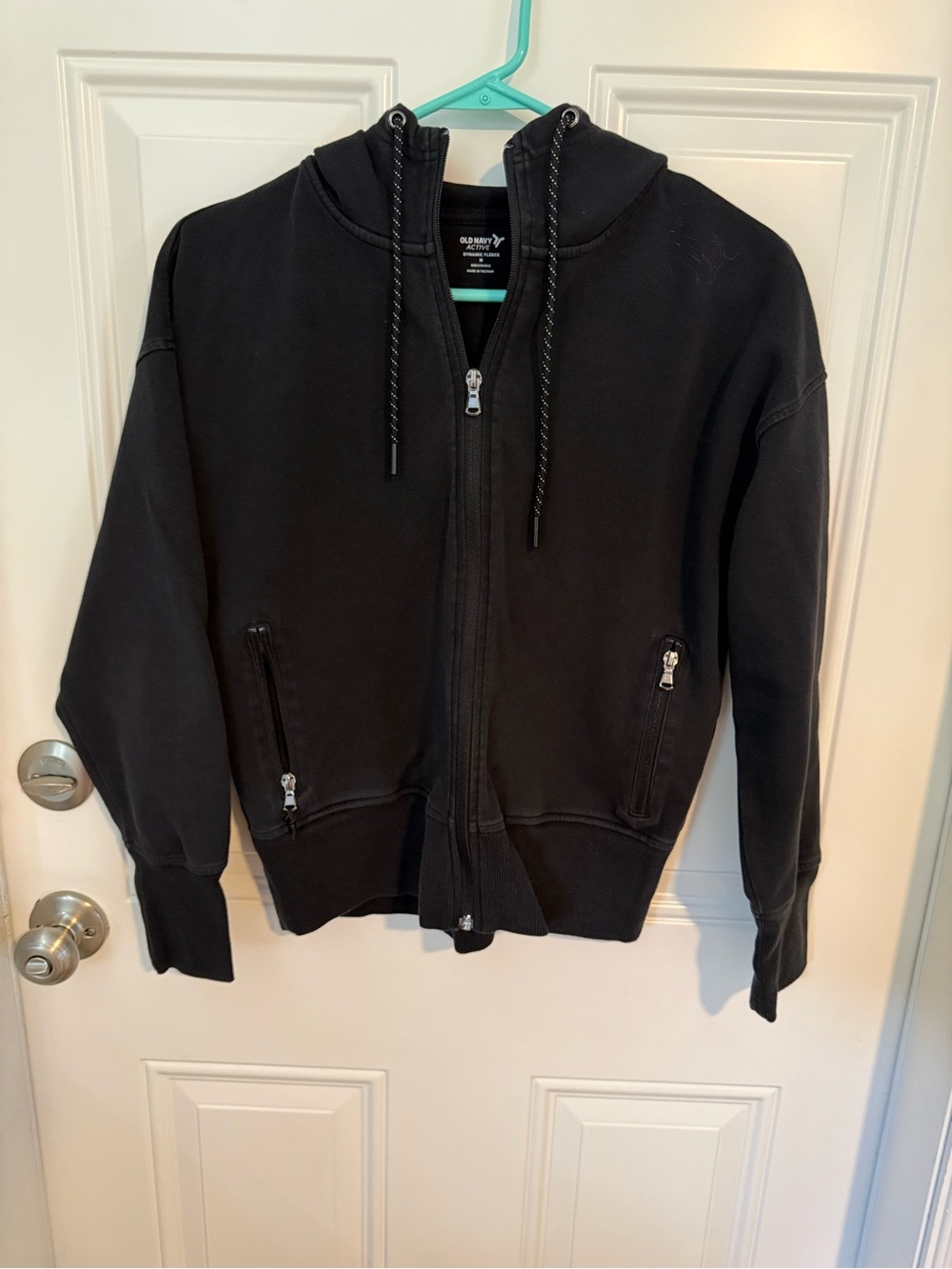 Old Navy Black Zip-Up Hooded Jacket with Zippered Pockets
